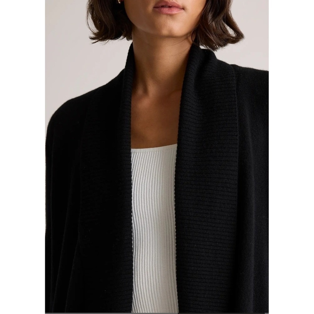 Quince S NWOT Mongolian Cashmere Open Cardigan Sweater Black Quiet Lux Minimal - Picture 6 of 12